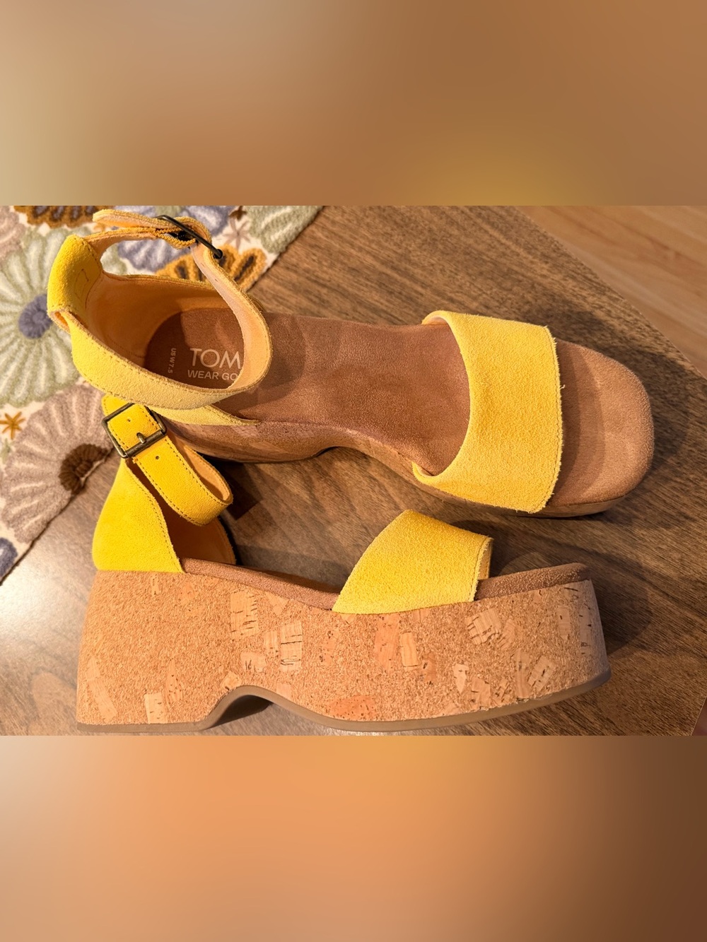 TOMS Yellow Laila Cork Platform Sandal - Picture 5 of 5